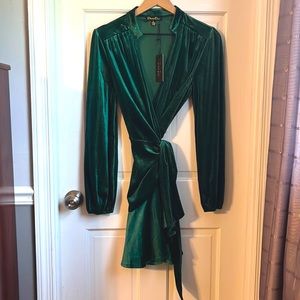 Velour Mini long Sleeve Wrap Dress